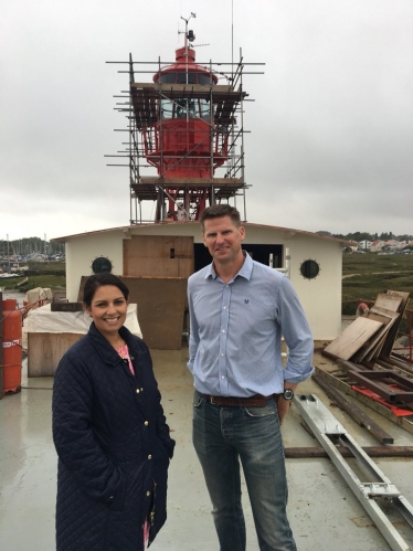 Priti Patel MP during her visit to the Fellowship Afloat Charitable Trust in Tollesbury